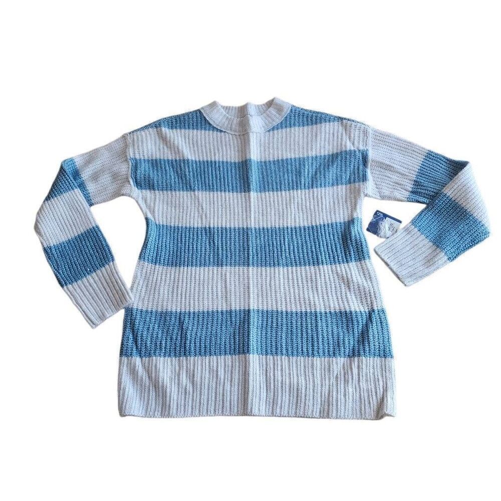 Arizona Womens Sz XS 2 color striped knit tunic sweater